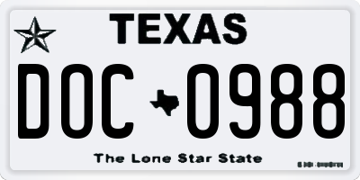 TX license plate DOC0988