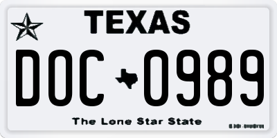TX license plate DOC0989
