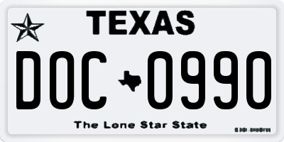 TX license plate DOC0990