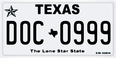TX license plate DOC0999