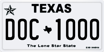 TX license plate DOC1000