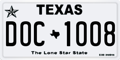 TX license plate DOC1008