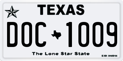 TX license plate DOC1009