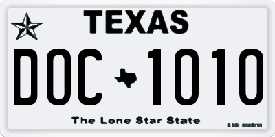 TX license plate DOC1010