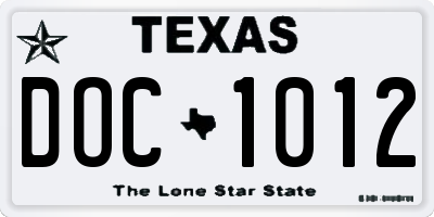 TX license plate DOC1012
