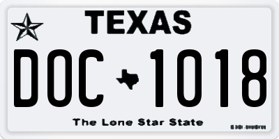 TX license plate DOC1018