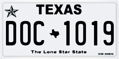 TX license plate DOC1019