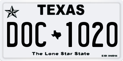 TX license plate DOC1020