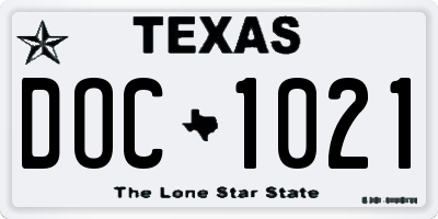 TX license plate DOC1021