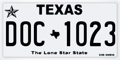 TX license plate DOC1023