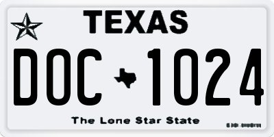 TX license plate DOC1024