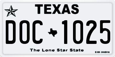 TX license plate DOC1025
