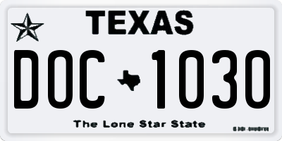 TX license plate DOC1030