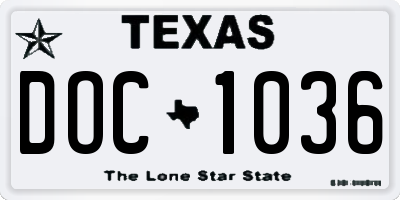 TX license plate DOC1036