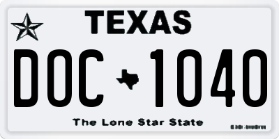 TX license plate DOC1040