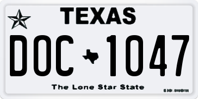 TX license plate DOC1047