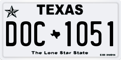 TX license plate DOC1051