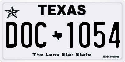 TX license plate DOC1054