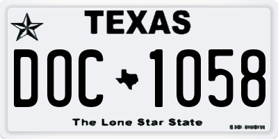 TX license plate DOC1058