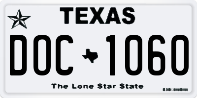 TX license plate DOC1060