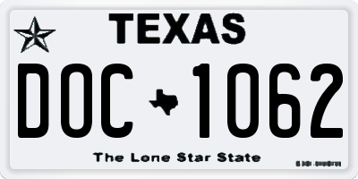 TX license plate DOC1062