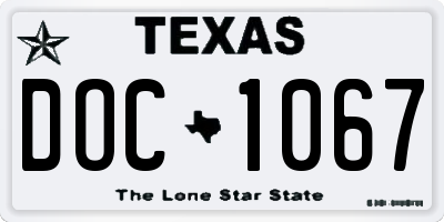 TX license plate DOC1067