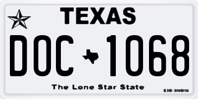 TX license plate DOC1068