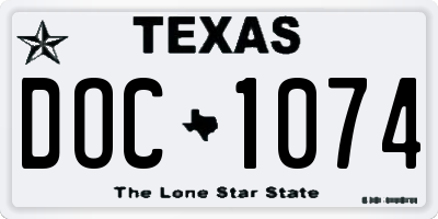 TX license plate DOC1074