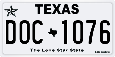 TX license plate DOC1076