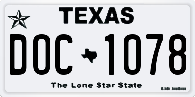 TX license plate DOC1078