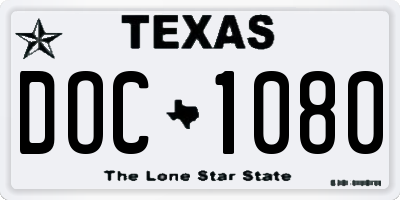 TX license plate DOC1080