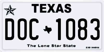 TX license plate DOC1083