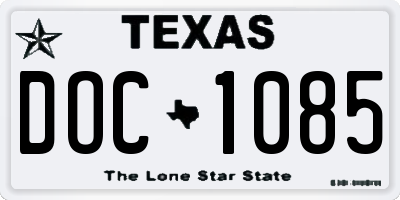 TX license plate DOC1085