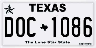 TX license plate DOC1086