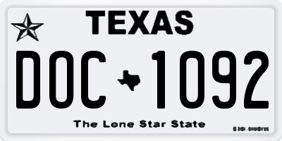 TX license plate DOC1092