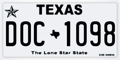 TX license plate DOC1098