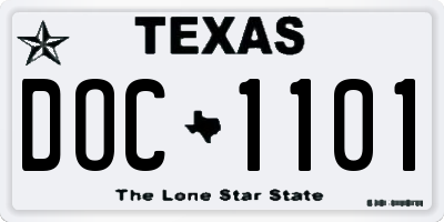 TX license plate DOC1101