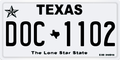 TX license plate DOC1102