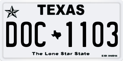 TX license plate DOC1103