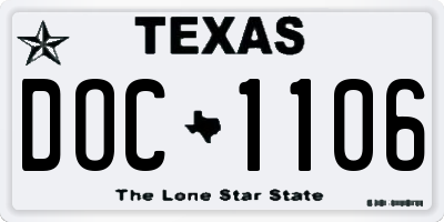 TX license plate DOC1106