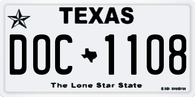 TX license plate DOC1108