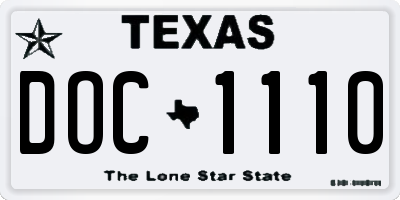 TX license plate DOC1110