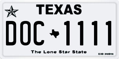 TX license plate DOC1111