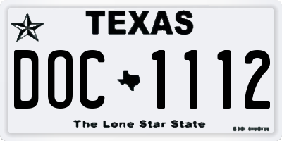 TX license plate DOC1112
