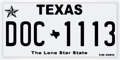 TX license plate DOC1113