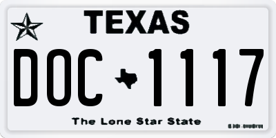 TX license plate DOC1117