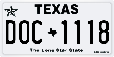 TX license plate DOC1118