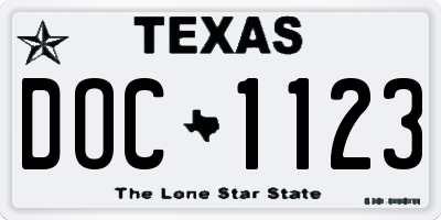 TX license plate DOC1123
