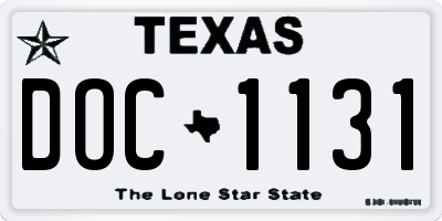 TX license plate DOC1131
