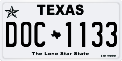TX license plate DOC1133